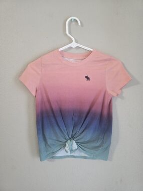 Abercrombie & Fitch Pink to Blue Ombre Tie-Front Tee